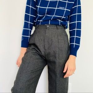 Vintage charcoal gray wool trouser pants pleated